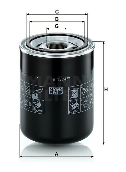 Olejový filter MANN FILTER W 1374/7