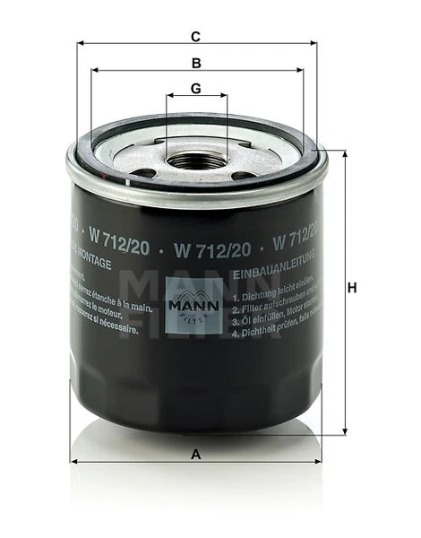 Olejový filter MANN FILTER W 712/20