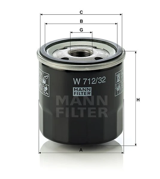Olejový filter MANN FILTER W 712/32