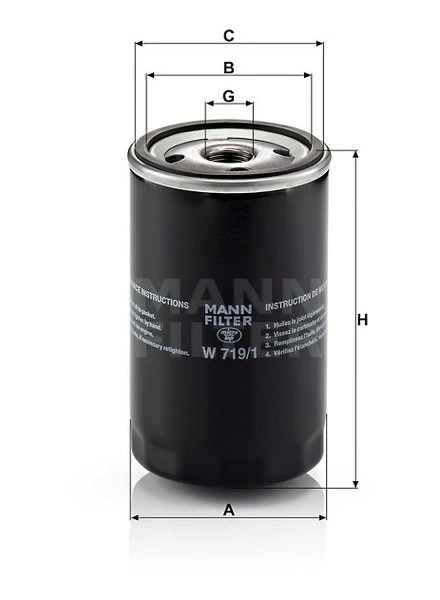 Olejový filter MANN FILTER W 719/1