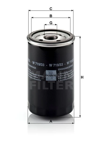 Olejový filter MANN FILTER W 719/33