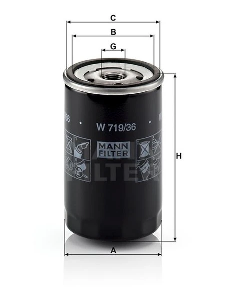 Olejový filter MANN FILTER W 719/36
