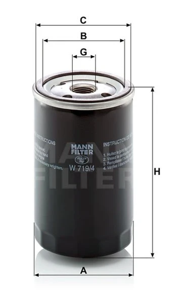 Olejový filter MANN FILTER W 719/4