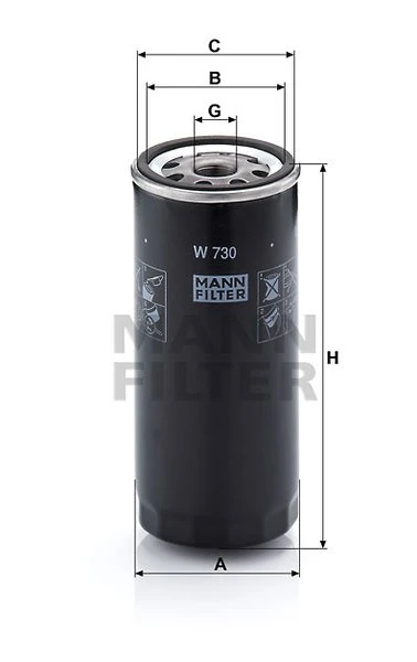 Olejový filter MANN FILTER W 730