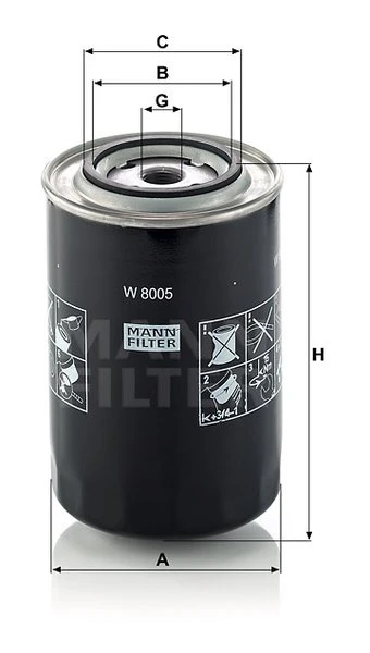 Olejový filter MANN FILTER W 8005