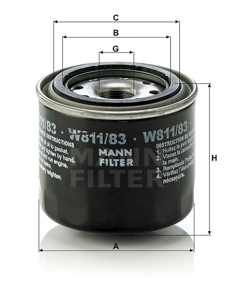 Olejový filter MANN FILTER W 811/83