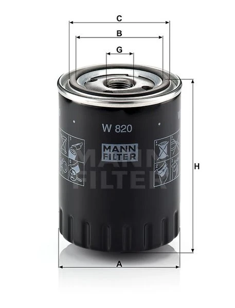 Olejový filter MANN FILTER W 820