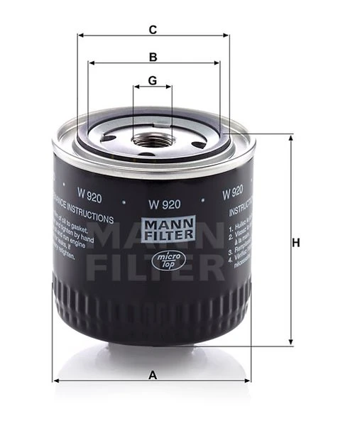 Olejový filter MANN FILTER W 920