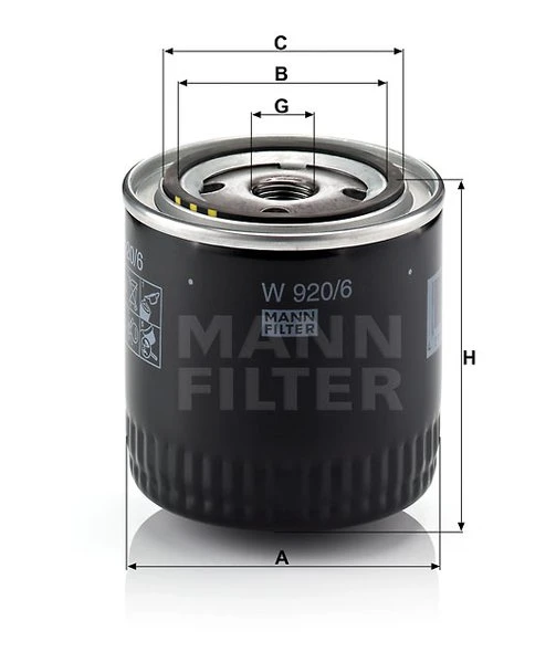 Olejový filter MANN FILTER W 920/6