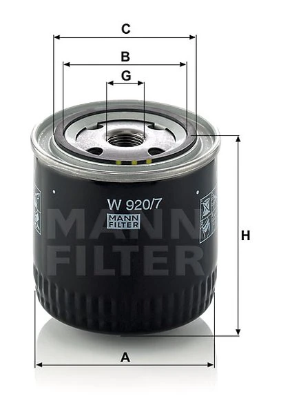 Olejový filter MANN FILTER W 920/7