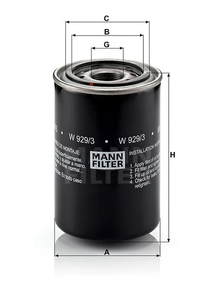 Olejový filter MANN FILTER W 929/3