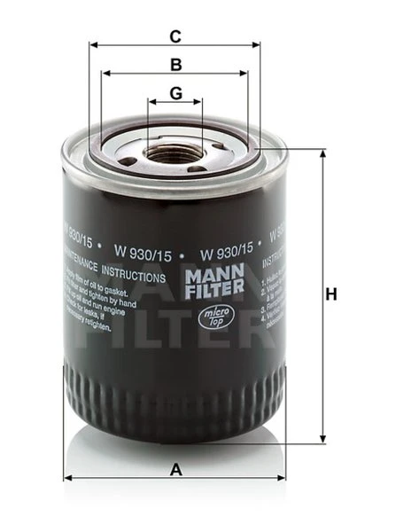 Olejový filter MANN FILTER W 930/15