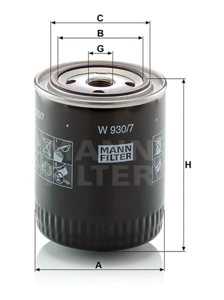Olejový filter MANN FILTER W 930/7