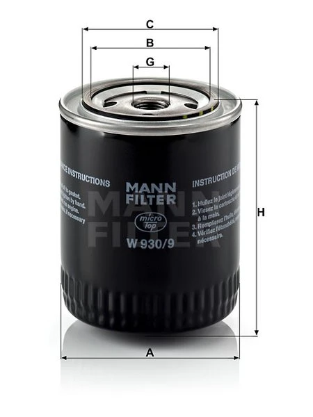 Olejový filter MANN FILTER W 930/9