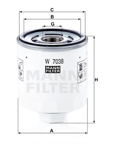 Olejový filter MANN FILTER W 7038