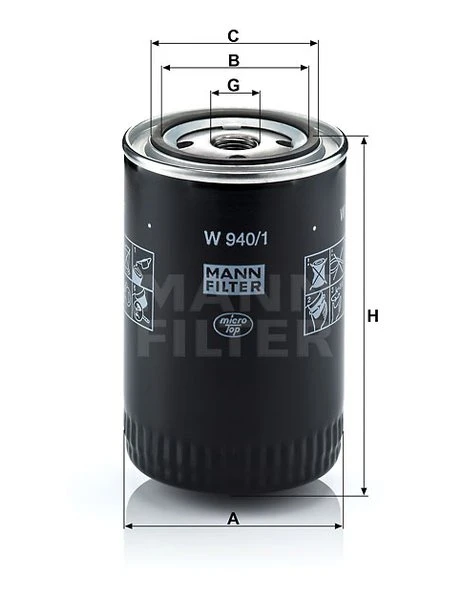 Olejový filter MANN FILTER W 940/1