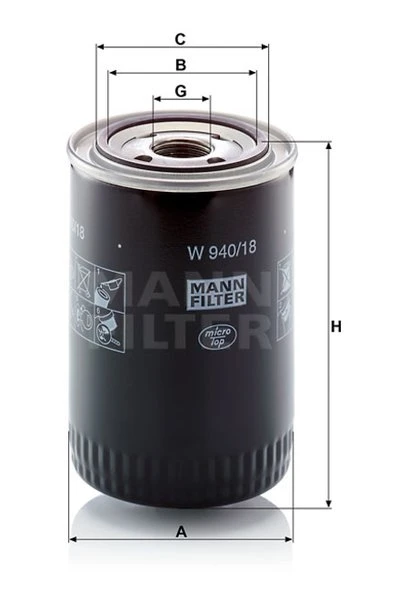 Olejový filter MANN FILTER W 940/18