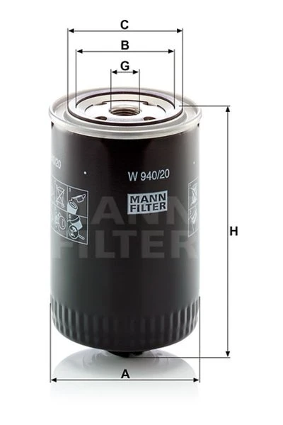 Olejový filter MANN FILTER W 940/20