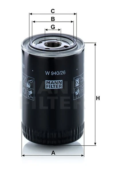 Olejový filter MANN FILTER W 940/26