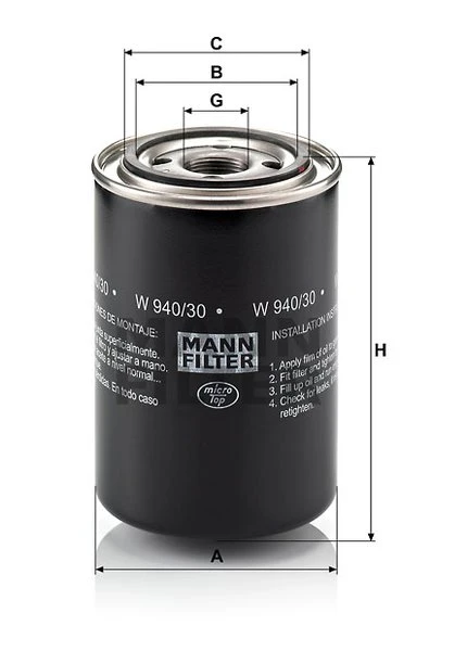 Olejový filter MANN FILTER W 940/30