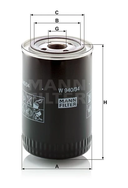 Olejový filter MANN FILTER W 940/34