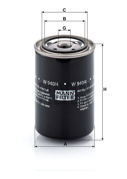 Olejový filter MANN FILTER W 940/4