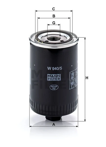 Olejový filter MANN FILTER W 940/5