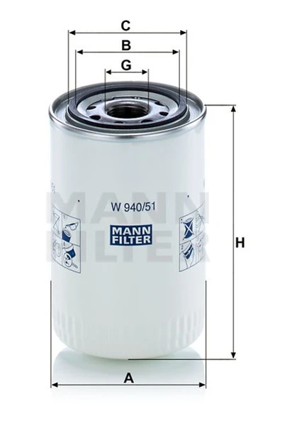 Filter hydrauliky MANN FILTER W 940/51