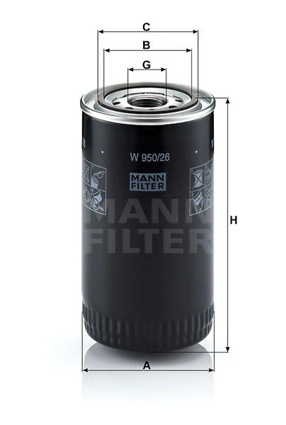 Olejový filter MANN FILTER W 950/26