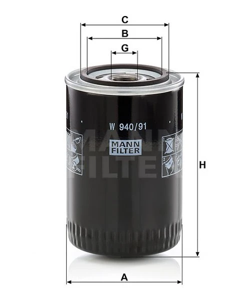 Olejový filter MANN FILTER W 940/91