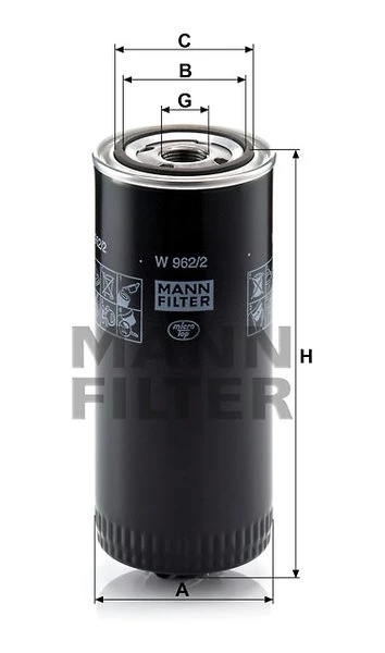 Olejový filter MANN FILTER W 962/2