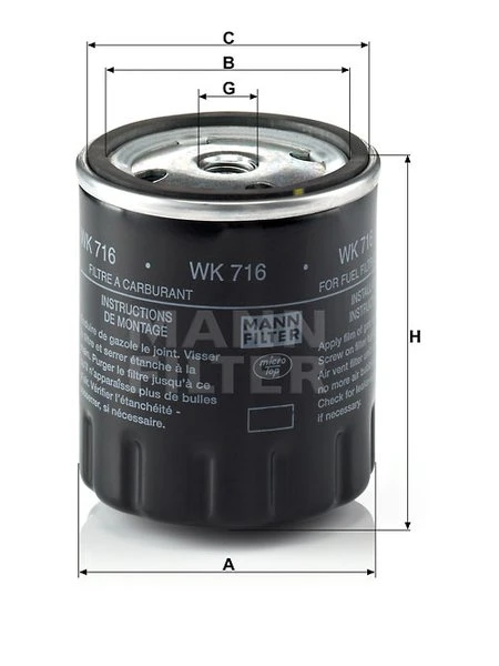 Palivový filter MANN FILTER WK 716