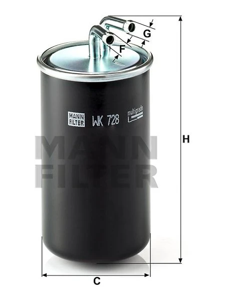 Palivový filter MANN FILTER WK 728