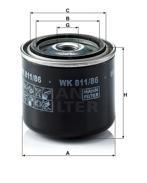 Palivový filter MANN FILTER WK 811/86