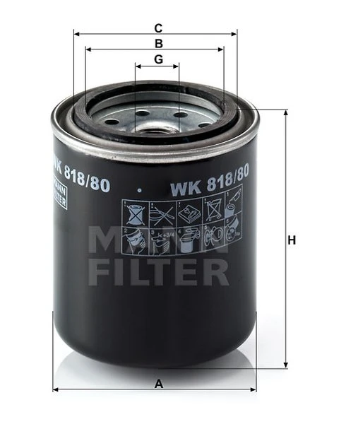 Palivový filter MANN FILTER WK 818/80