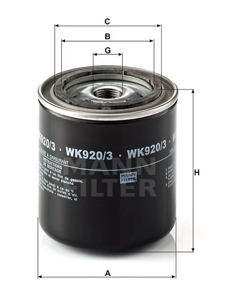 Palivový filter MANN FILTER WK 920/3