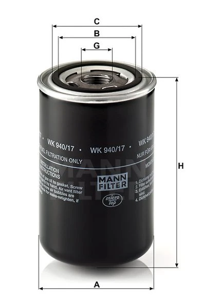 Palivový filter MANN FILTER WK 940/17