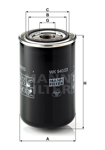 Palivový filter MANN FILTER WK 940/23