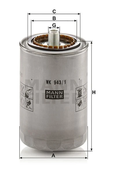 Palivový filter MANN FILTER WK 943/1