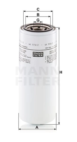 Palivový filter MANN FILTER WK 970/2