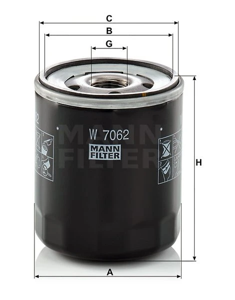 Olejový filter MANN FILTER W 7062