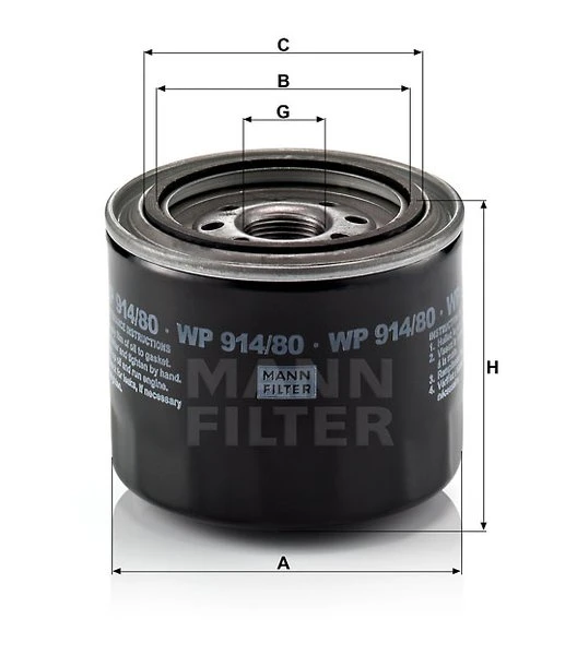 Olejový filter MANN FILTER WP 914/80