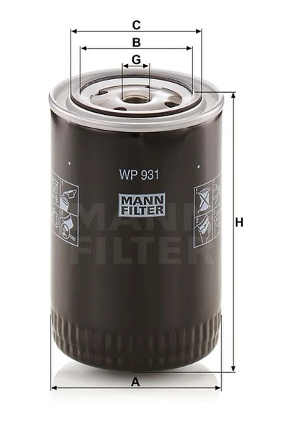 Olejový filter MANN FILTER WP 931