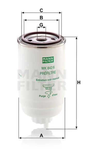 Palivový filter MANN FILTER WK 842/6