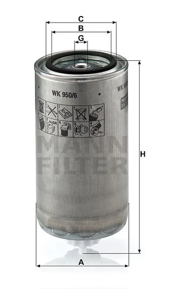Palivový filter MANN FILTER WK 950/6