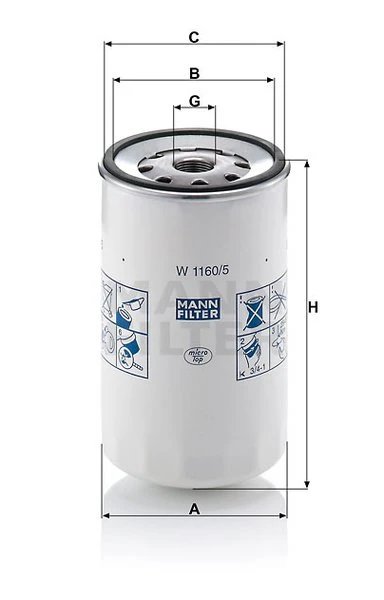 Olejový filter MANN FILTER W 1160/5