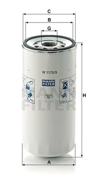 Olejový filter MANN FILTER W 1170/9