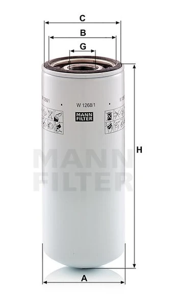 Olejový filter MANN FILTER W 1268/1