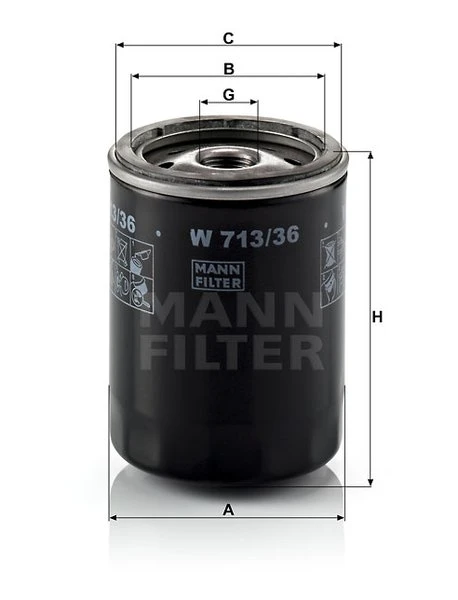 Olejový filter MANN FILTER W 713/36