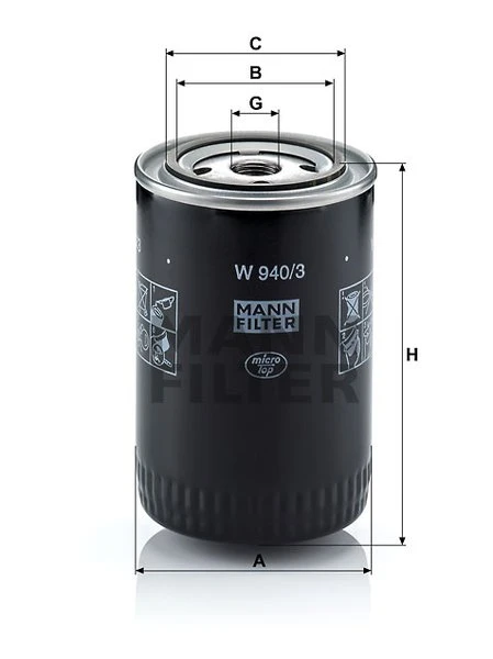 Olejový filter MANN FILTER W 940/3